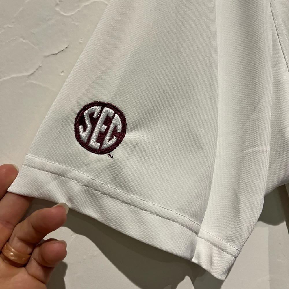 Texas A&M Football: Ashworth White Polo Shirt Performance Athletic Wear - Picture 3 of 5